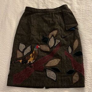 Anthropologie Floreat wool appliqué skirt